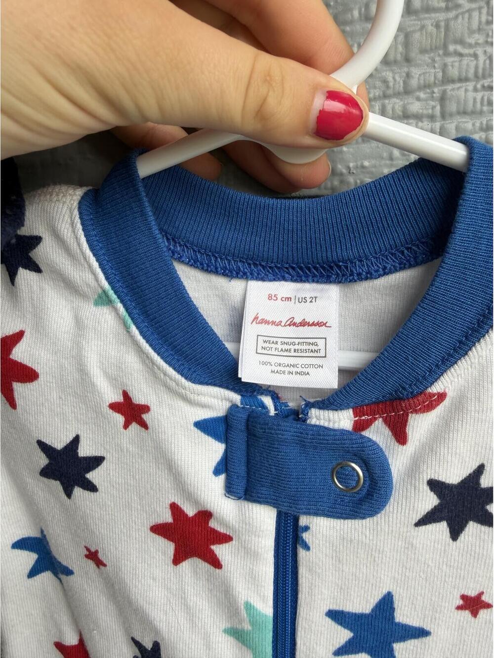 Star Print Short Sleeve Zip Romper Pajama - Picture 3 of 3